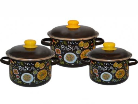 Набор посуды эмалированная сталь, 3пр №02 "Pasta", черн., 1KB021M