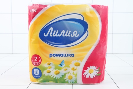 Бумага туалетная 4шт Лилия Ромашка 2сл белый цвет