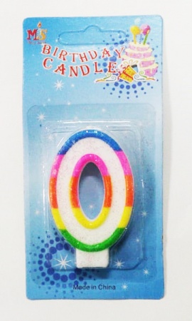 Свеча в торт цифра белая с рисунком 7см (9 видов) (900) РД34988