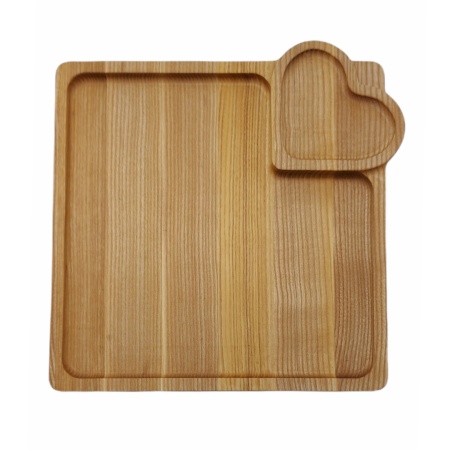 Менажница 26,5х26,5х2см квадратная ДомВуд Сердце Ясень Я229