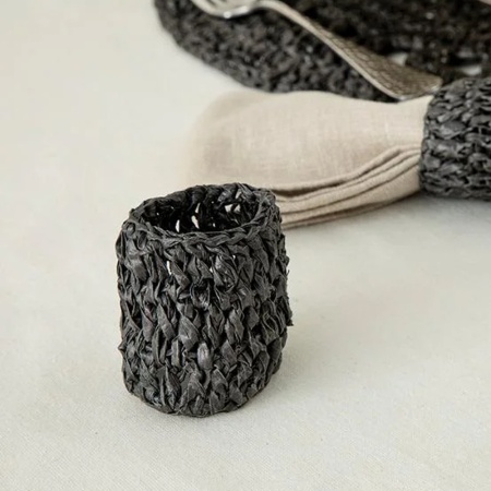Кольцо для салфеток 6см, Straw Rope 2 шт. Черный Рафия