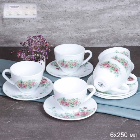 Набор чайный 12 предметов 220 мл / GB220/12 (7056) Кустовая роза 