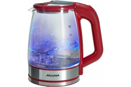 Чайник 2,2л АКСИНЬЯ корпус из жаропр. стекла 1500Вт, красный