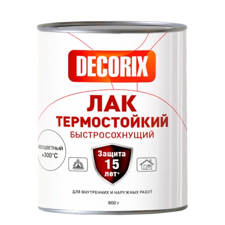 Лак термостойкий +300°С DECORIX, банка 0,8 кг., бесцветный