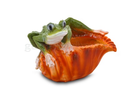 Фигурка садовая Кашпо "Лягушка с ракушкой" 22х17см