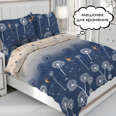Комплект постельного белья Евро (70*70) ДомВелл Бязь Рустик 9065/1 Мечта
