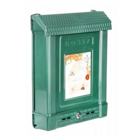 Ящик почтовый с замком декор зелёный