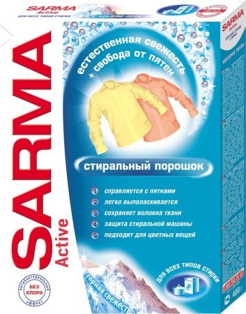 Стиральный порошок 400г САРМА АКТИВ колор Горная свежесть