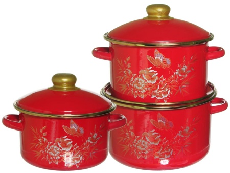 Набор посуды эмалированная сталь, 6пр 2л, 3л, 4л Золот махаон  