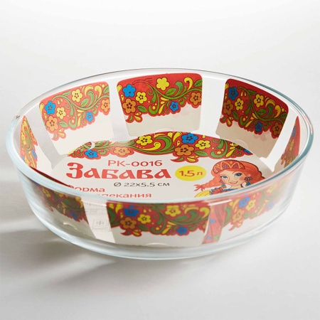 Форма для запекания из жаропрочного стекла 1,5л "ЗАБАВА" 22.0х5.5см