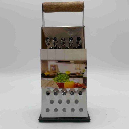 Терка 4 грани с деревянной ручкой 19х7х10см РД73612 нерж.сталь