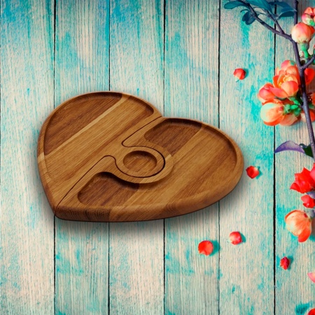 Менажница-подсвечник 27*24*2 ДомВуд Сердце Ясень Я243