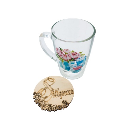 Набор ДомВуд 8 марта (Кружка + подставка под кружку d 85мм) Н421