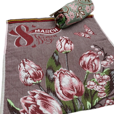 Полотенце 35х75см, 8 Марта стеганая, хлопок