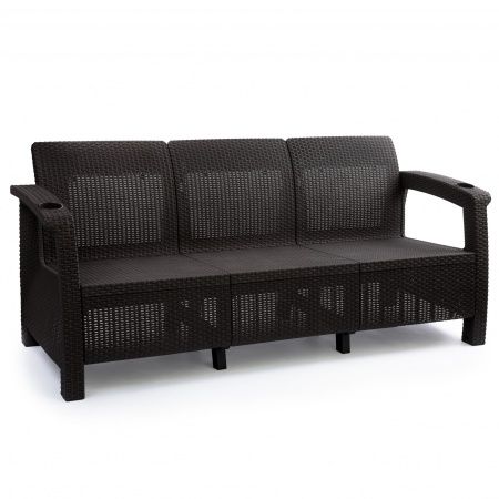 Диван "Ротанг-плюс"188x70x79  3-х местный без подушки мокко