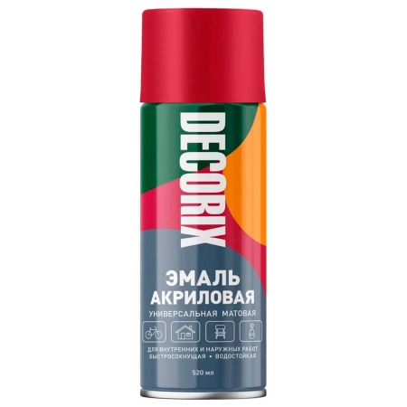 Эмаль аэроз. 520 универсальная DECORIX, красный матовый №19