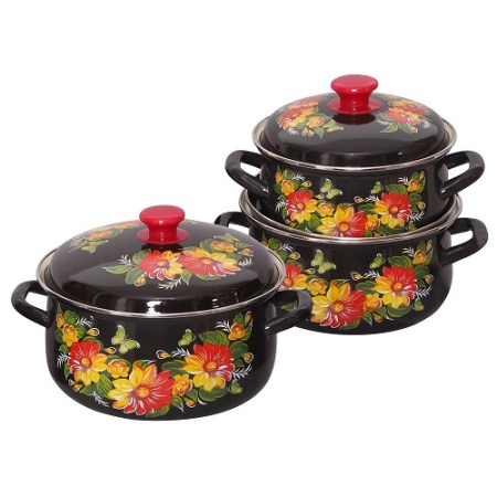 Набор посуды эмалированная сталь, 3пр Дуновение-1 коричневый ( 2л, 3л, 4л) Керчь