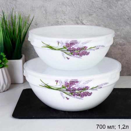 Салатник с крышкой 2 предмета GRAY-SW2A (7131-3) Букет лаванды