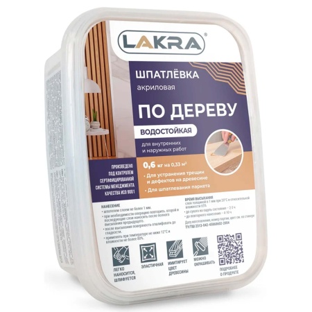 Шпатлевка акрил 0,6кг Сосна по дереву Л-С Лакра