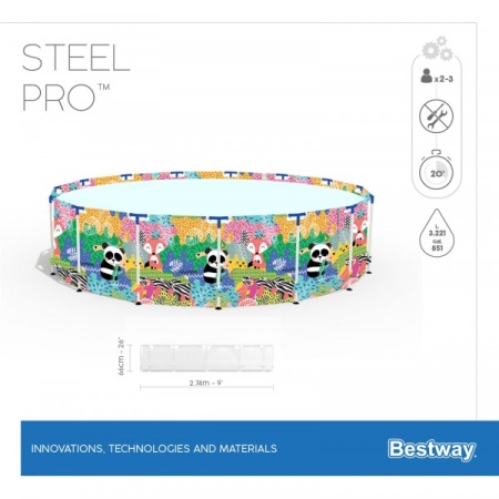Бассейн каркасный 274х66см Steel Pro,3221л, Bestway
