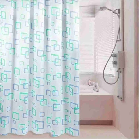 Штора для ванной 180х180см ПВХ, кольца, дизайн микс РД64368