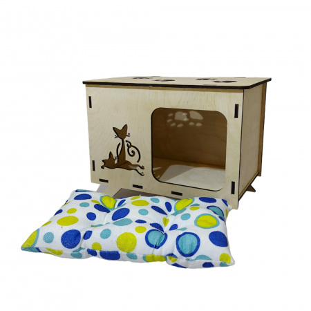 Домик для кошек с лежанкой 33*49*37,3см ДомВуд Экошпон Ф269