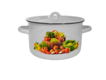 Кастрюля эмалированная сталь  2,9л, с крышкой, Стальэмаль белоснежная в ассортименте