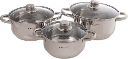 Набор посуды нержавеющая сталь, 3пр ГРЕТТА (2,2л +3,2л + 4,2л) в подар.упак.