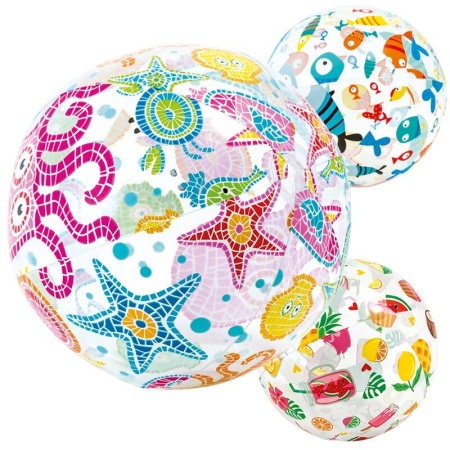 Мяч пляжный 51см, от 3 лет, 3 вида, Intex