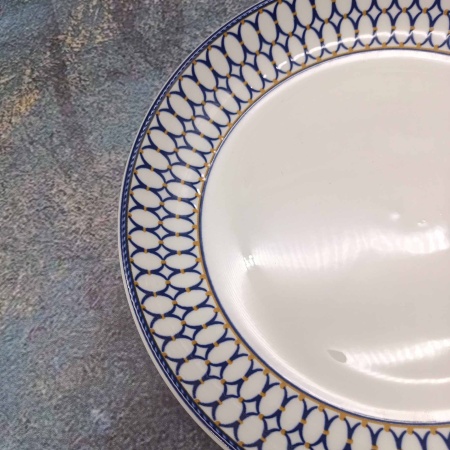 Тарелка 220мм мелкая круглая, цветная РД84939 синий узор