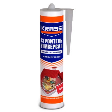 Клей 300мл KRASS ЖГ универсальные Строительный монтаж (Строитель Универсал) Белый