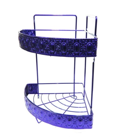 Полка угловая 2 ярусная 32х22х22см ОРНАМЕНТ фиолетовый металлик JC-4420/G006-2