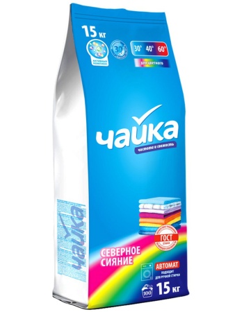 Стиральный порошок 15кг ЧАЙКА Автомат для цветного Северное Сияние