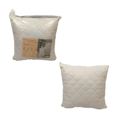 Подушка 70х70 Лебяжий пух (чехол п/э 70, стеганный, кант, пакет) ДомВелл 