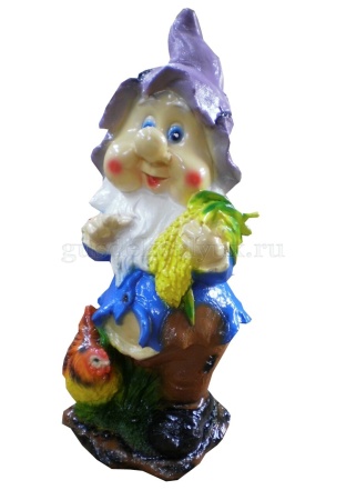 Фигурка садовая Гном с курочкой 20х43см