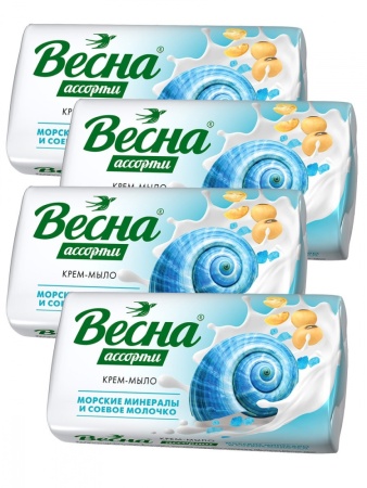 Мыло туалетное 90г Весна Морск.мин.и соевое молочко/72