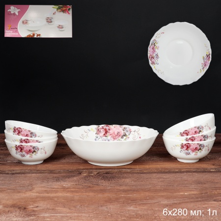 Набор салатников 7 предметов 7PCS-458-YF(19010-1) Букет роз 