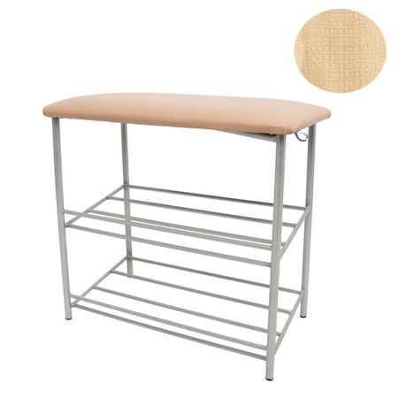 Обувница с наклонной полкой бежевый крокодил на меди