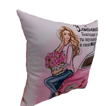 Подушка 35*35 ДомВелл габардин, поплин Улыбнись