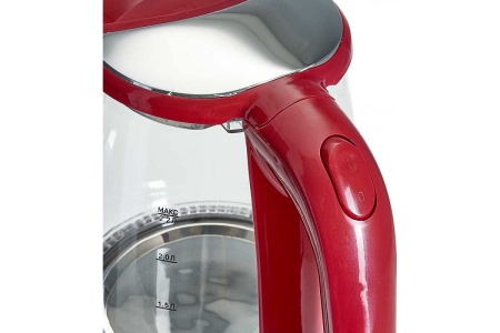 Чайник 2,2л АКСИНЬЯ корпус из жаропр. стекла 1500Вт, красный