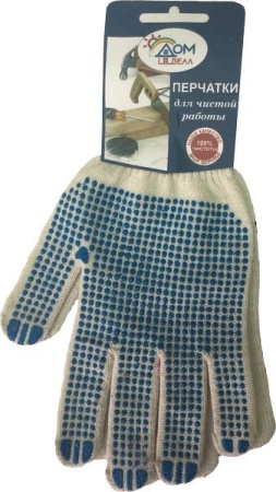 Перчатки х/б 7кл бел ПВХ ДомВелл