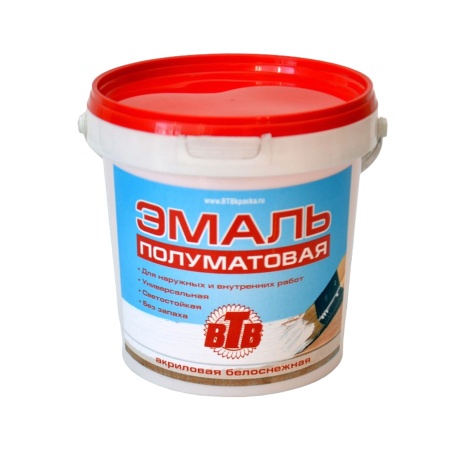 Эмаль 1кг белоснежная акриловая полуматовая универсальная вед.