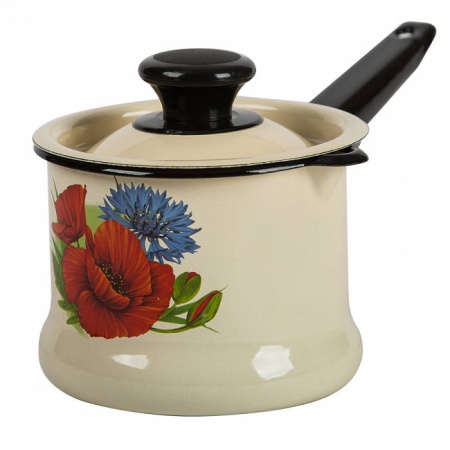 Ковш 1,0л с/к эмал слон кость с декором Керчь 