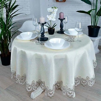 Скатерть 150см круглая Брюссель бежевая