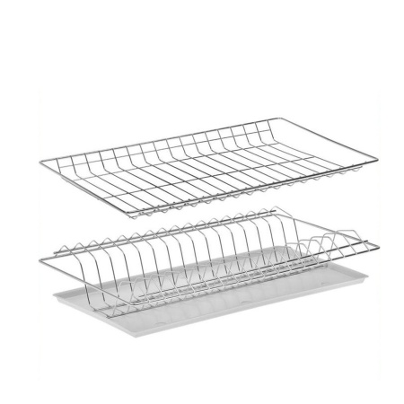 Сушилка для посуды с рамкой 865х256 хром т/у в комплекте 2 поддона