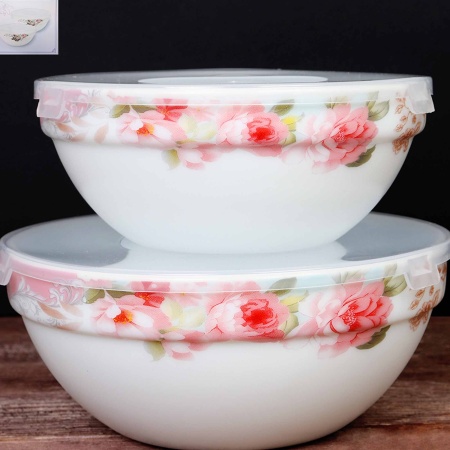 Салатник с крышкой 2 предмета SW2A (6801) /уп 18/ Розы на голубом