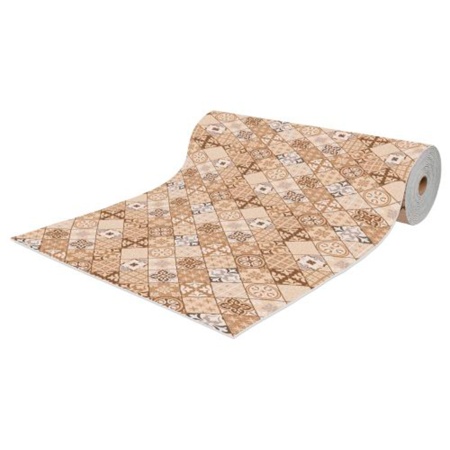 Коврик-дорожка 120х1500 вырезной icarpet PRINT антиск.137 Плитка Карфаген бежевый с серым цена за 1м