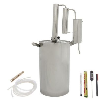 Домашний дистиллятор «Уральский Самовар» ДВОЙНОЙ сухопарник,повышенная очистка 16л,ЗЕРКАЛЬНАЯ нерж.сталь,ТОЛСТОЕ дно3 мм,для ВСЕХ видов плит,УДОБНОЕ кламповое соединение,деревянные ручки,термометр,охладитель,слив сивушных масел,УЗБИ,  г.Челябинск