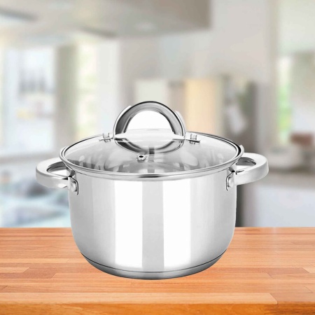 Кастрюля нержавеющая сталь  7,9л, крышка стекло KV-2247 РД84144