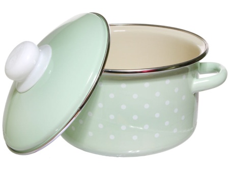 Кастрюля эмалированная сталь  2,0л, с крышкой Горох мелкий-К